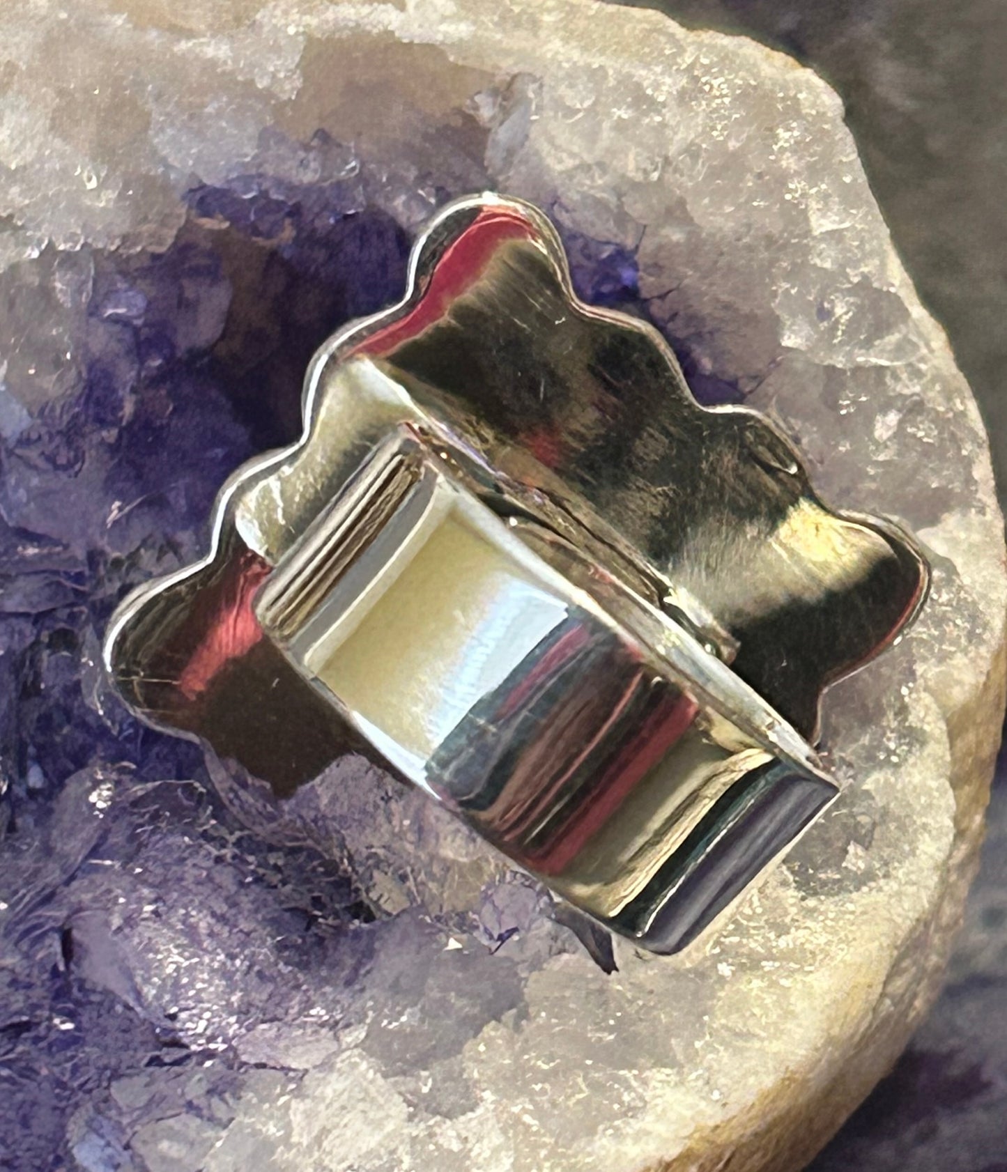 Sterling Silver Taxco Mexico Large Square Balls Modernist Ring Adjustable