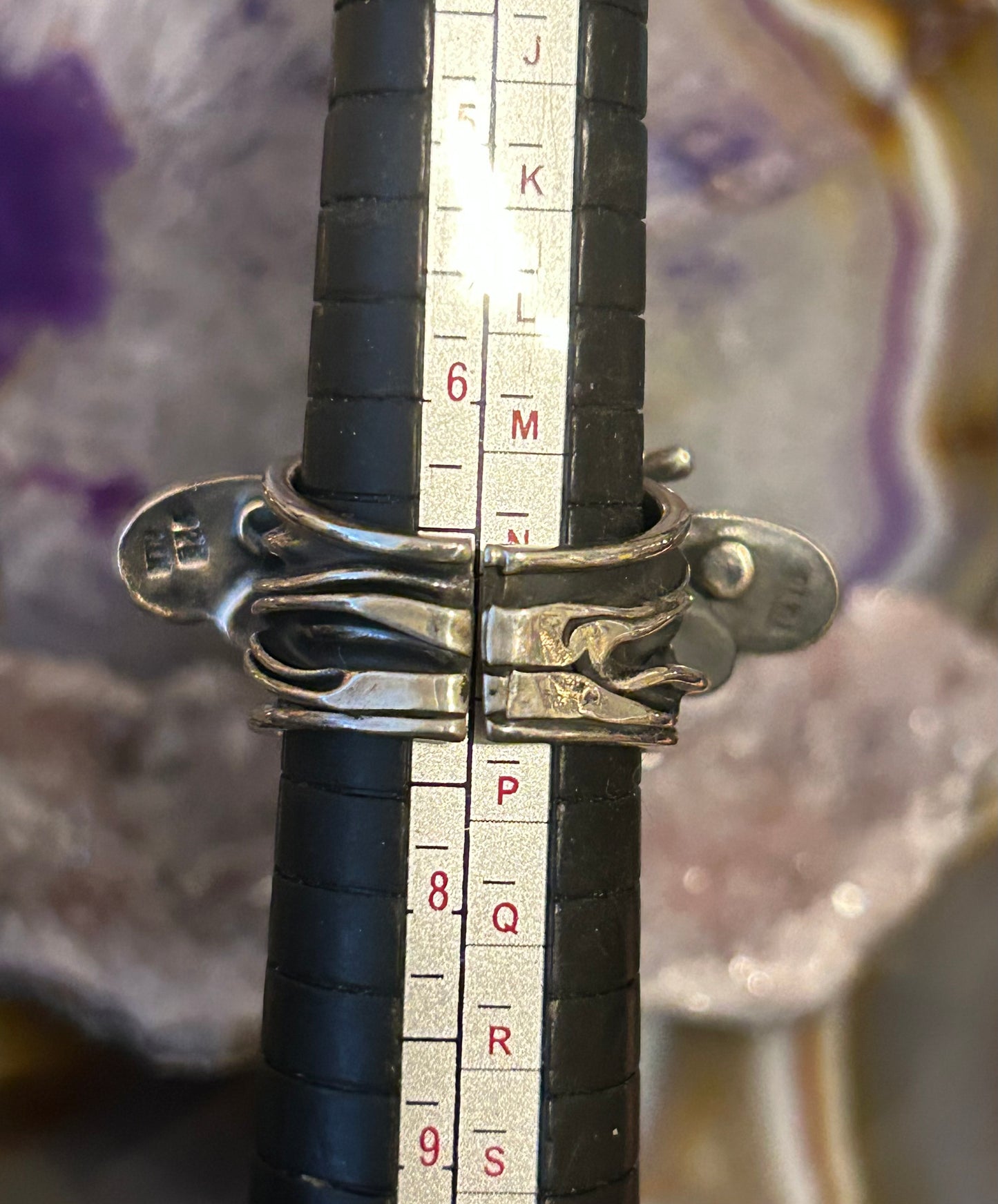 Sterling Silver Taxco Mexico Handmade Bee Insect Wide Band Ring Size 7-8.5