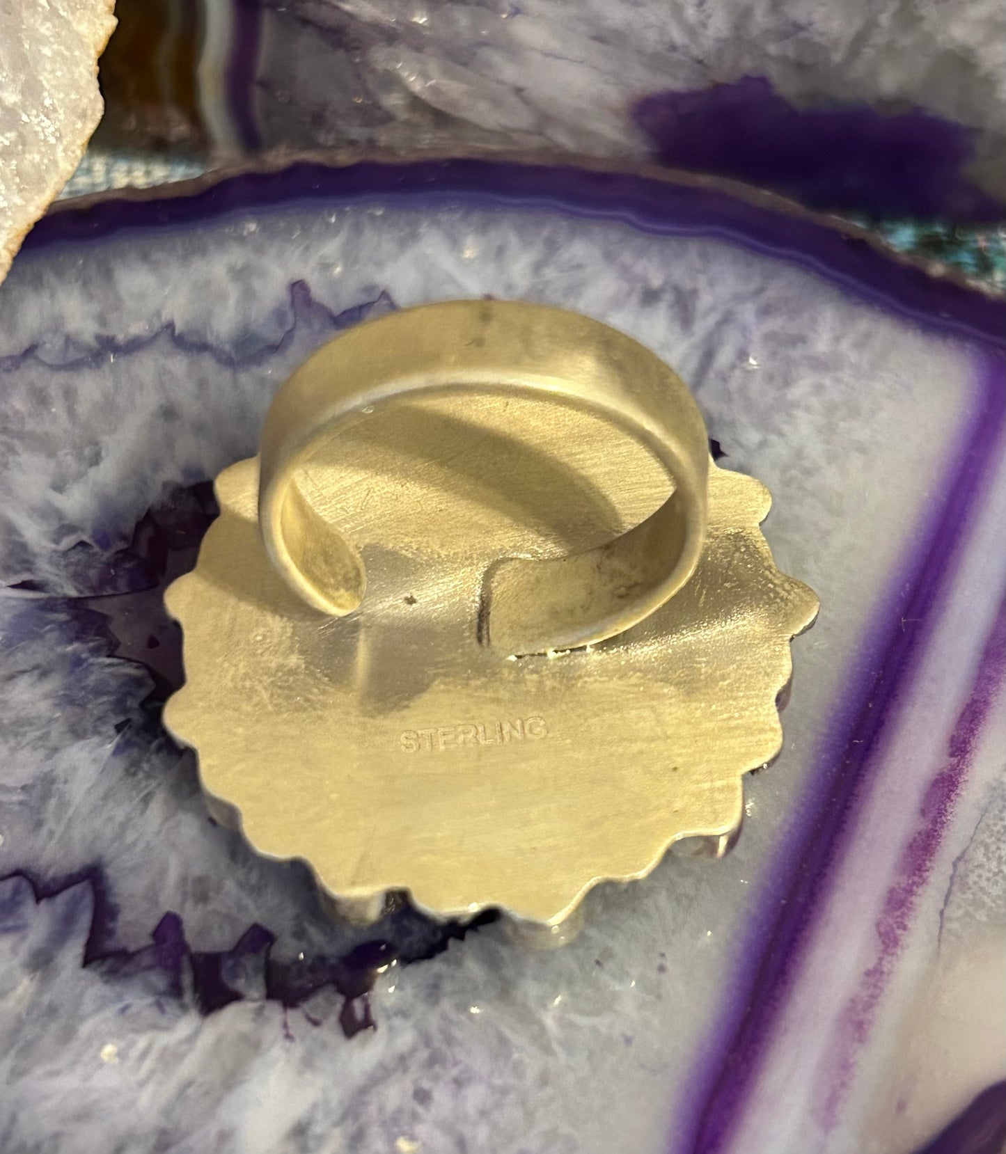 Sterling Silver Violet Dahlia Multi-stone Large Adjustable Ring