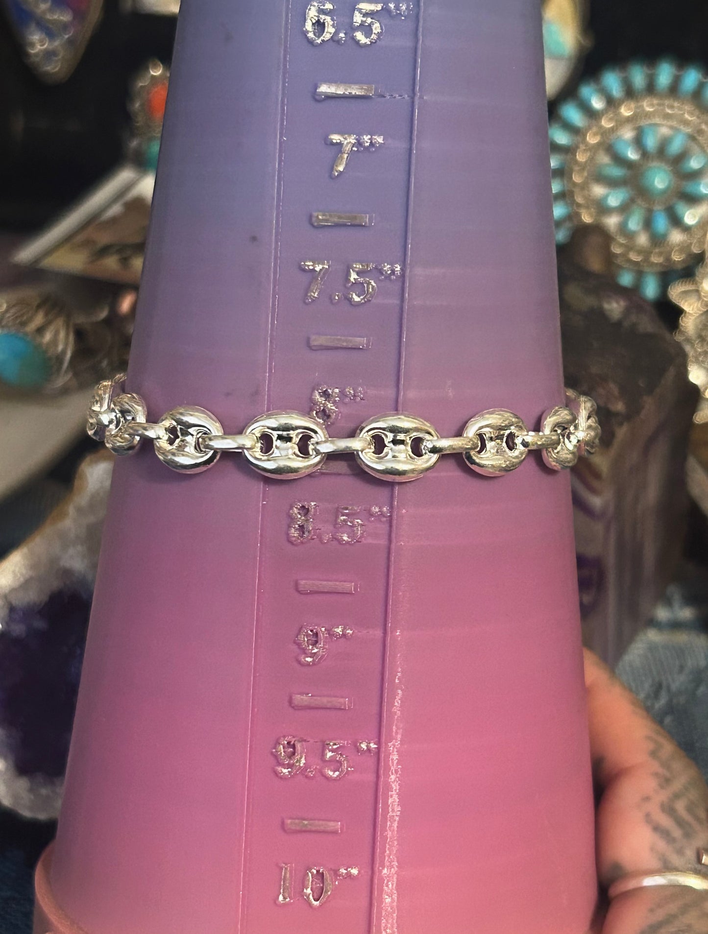 Sterling Silver 925 Puff Mariner Link Bracelet