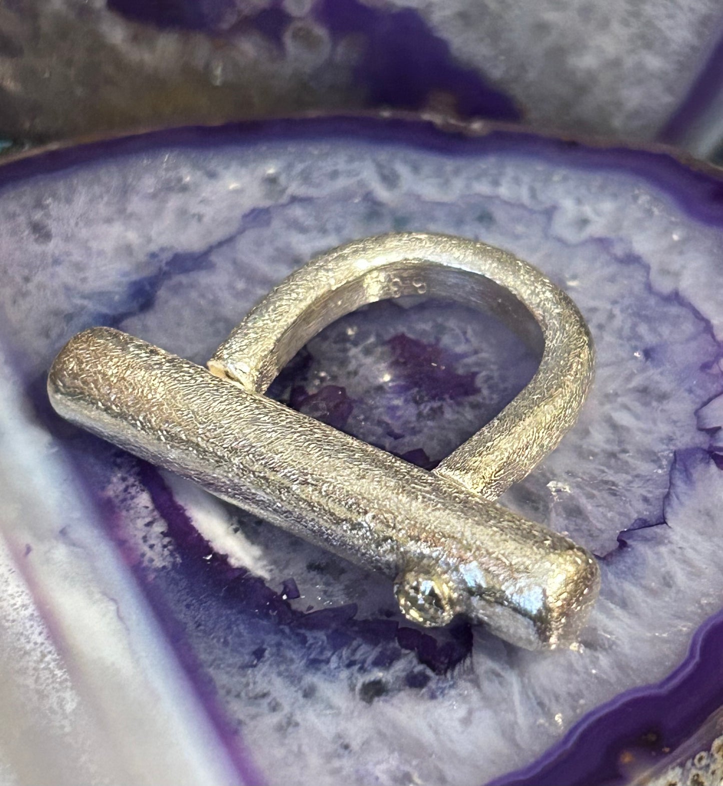 GUZ LOVE NO.83 • Sterling Silver Abstract Modernist  White Topaz Ring • Sz 8
