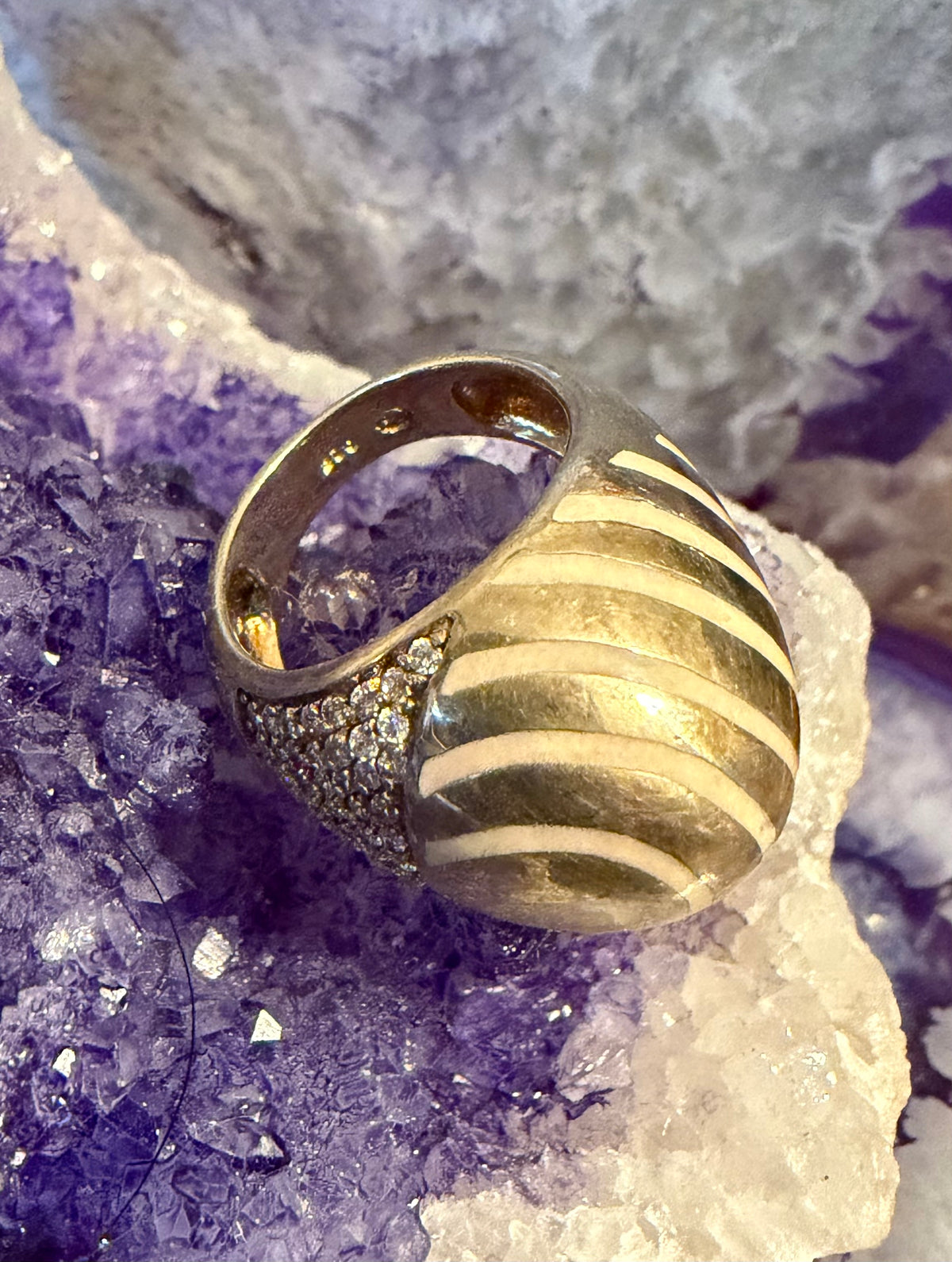 Vintage Estate Gold Over Sterling Silver Abstract Ring • Size 5