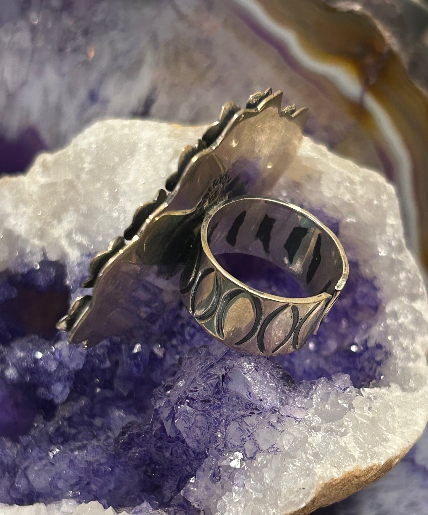 Sterling Silver Modern Taxco Mexico Flowers & Bee Insect Statement Ring • Adj Size 6-8.5