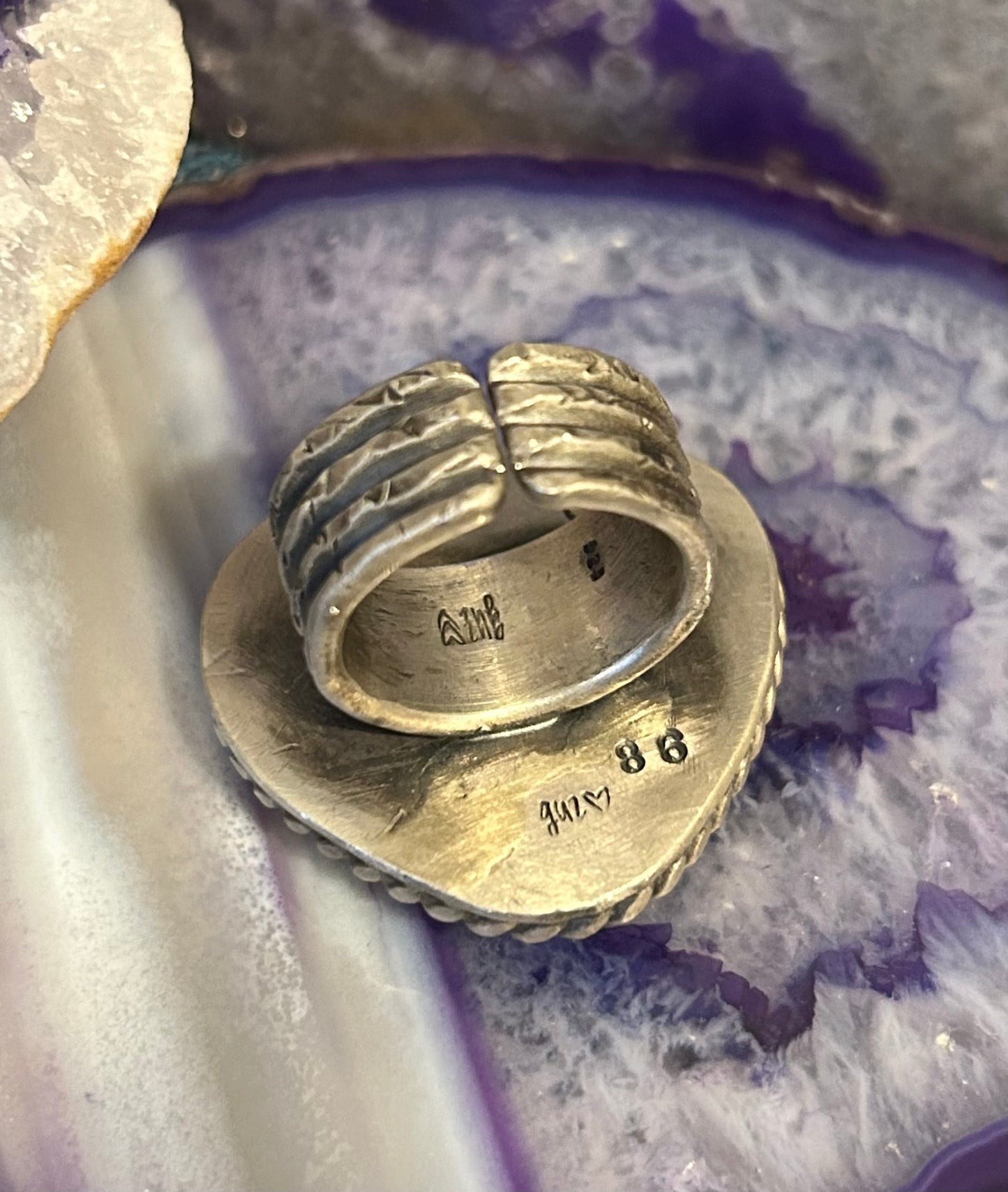 GUZ LOVE NO.86 • Sterling Silver & Large Turquoise Heart Ring Size 5-7