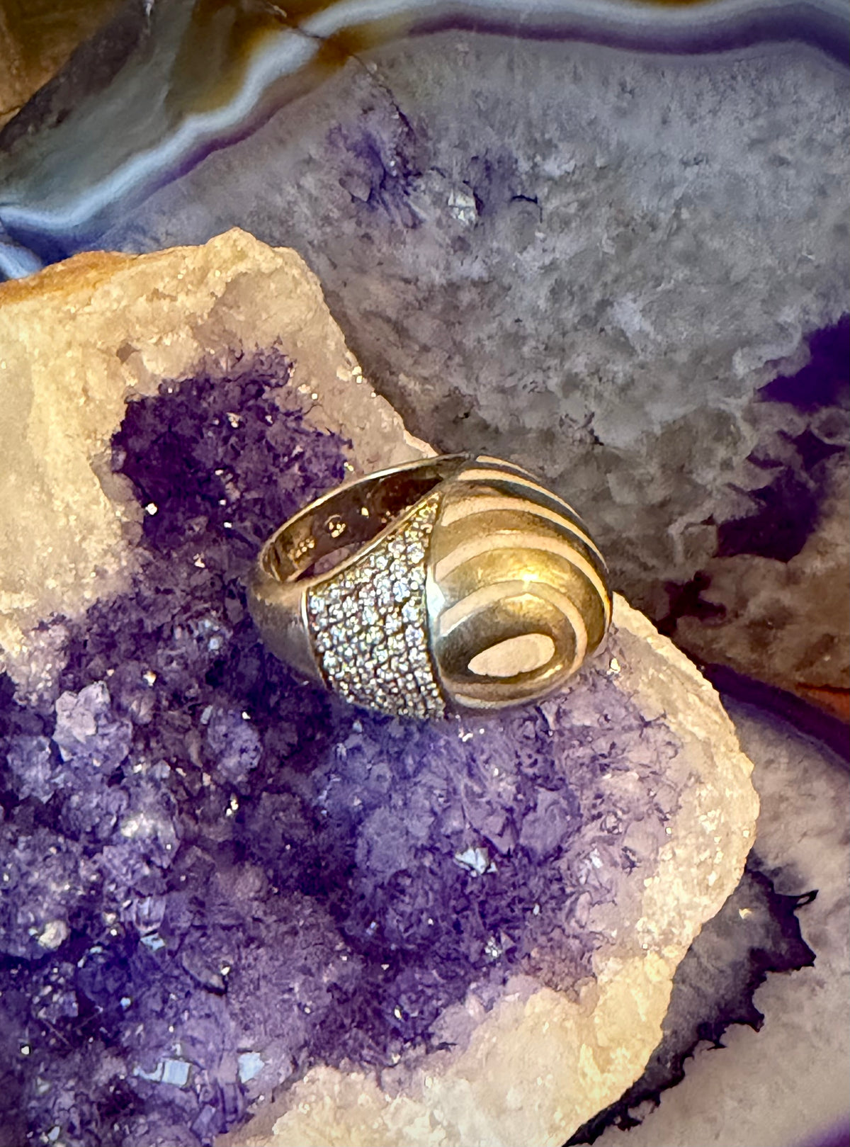 Vintage Estate Gold Over Sterling Silver Abstract Ring • Size 5