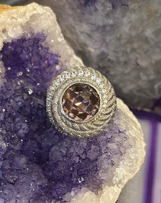 Judith Ripka Sterling Silver Chunky Purple CZ Rope Swirl Ring • Size 5