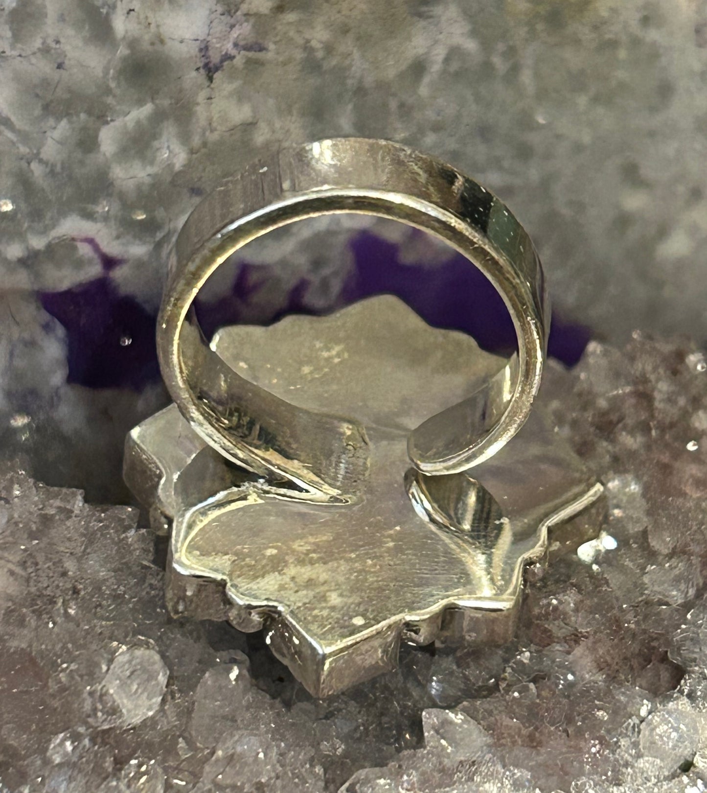 Sterling Silver Southwestern Turquoise & White Buffalo Ring Adjustable