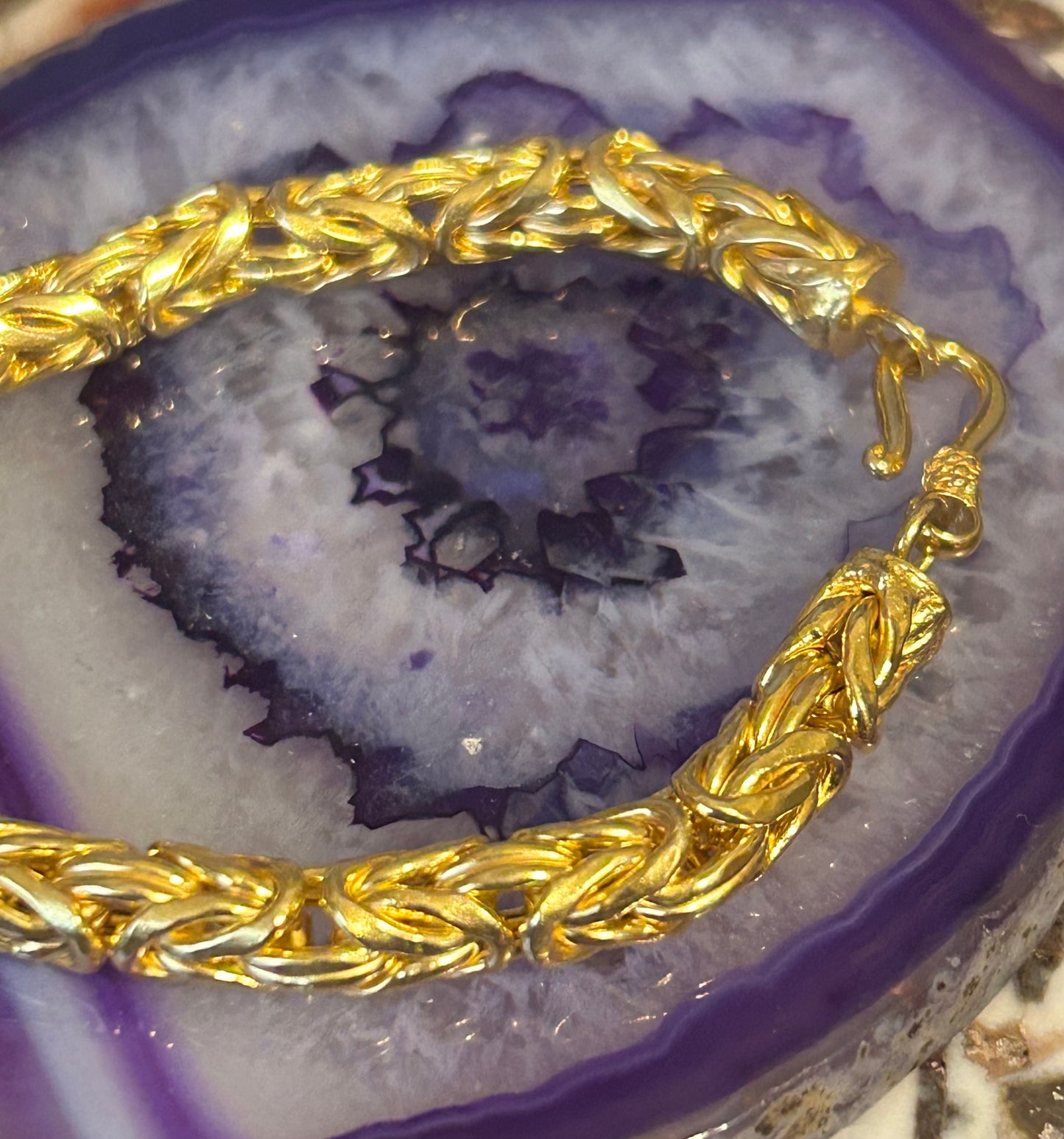 Sterling Silver w/ Gold Over 6.5mm Byzantine Bracelet • Small Wrist