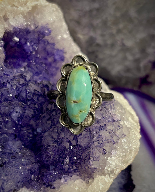 Vintage Sterling Silver Turquoise Ring Size 8