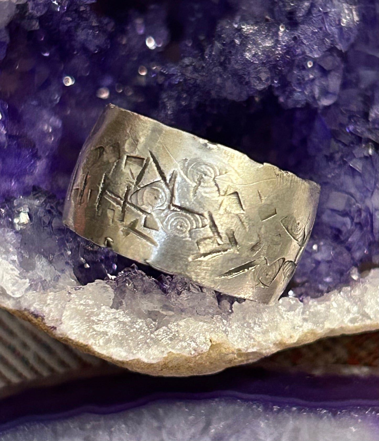 Gritty Broken Heart Sterling Band Ring