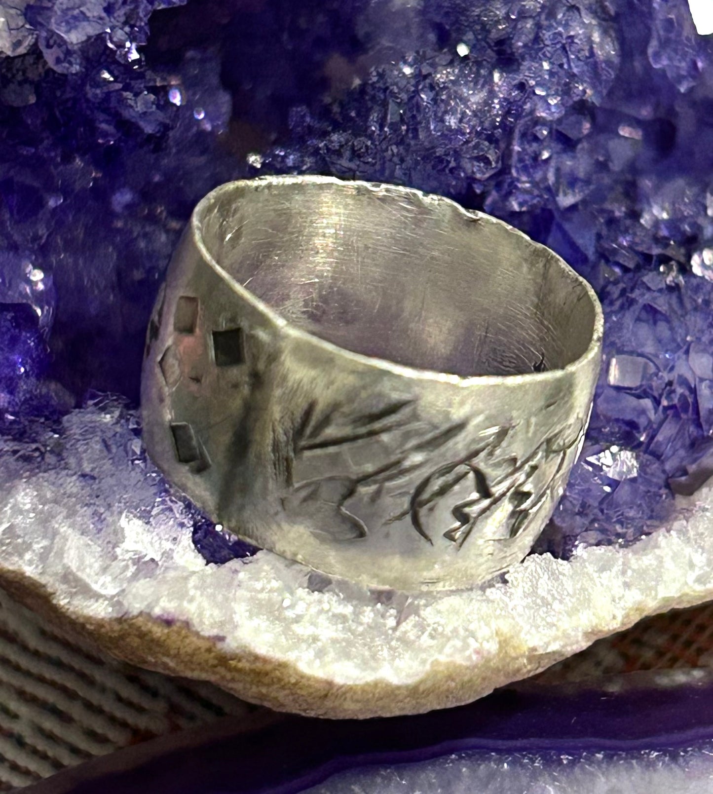 Gritty Broken Heart Sterling Band Ring