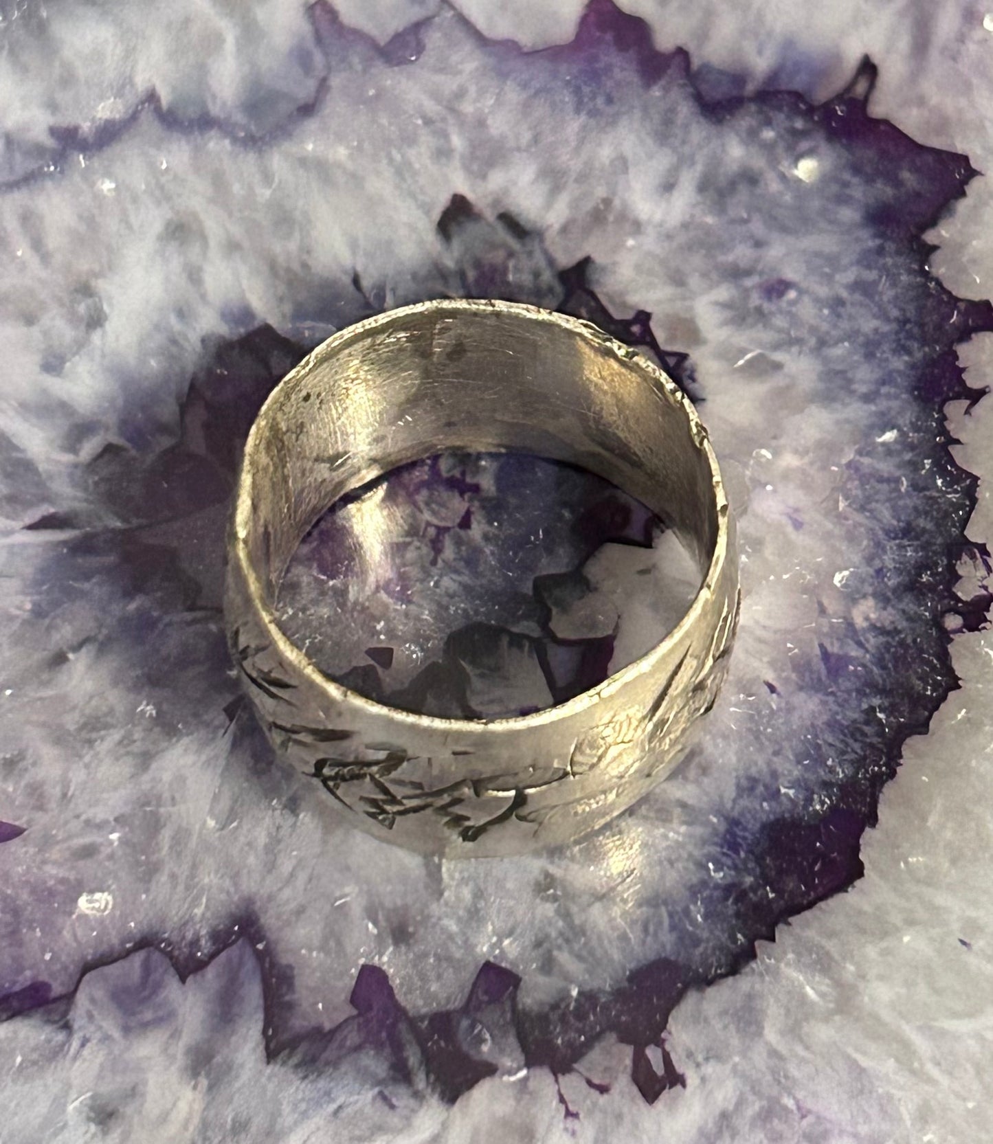 Gritty Broken Heart Sterling Band Ring