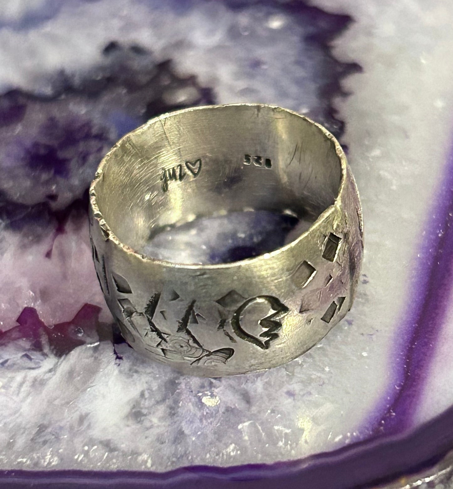 Gritty Broken Heart Sterling Band Ring