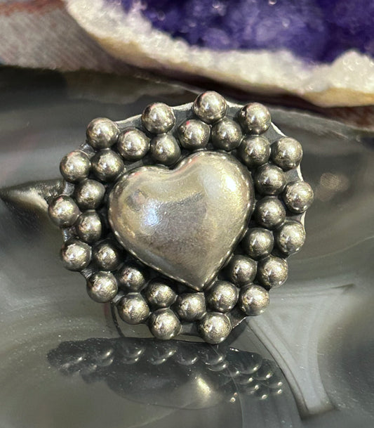 GuzFurbished Sterling Heart Adjustable Ring